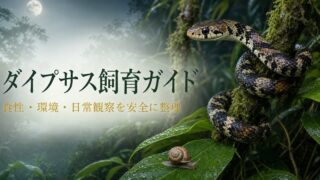 ダイプサスの食性・飼育環境・日常観察を解説する記事アイキャッチ