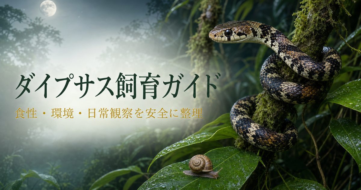 ダイプサスの食性・飼育環境・日常観察を解説する記事アイキャッチ