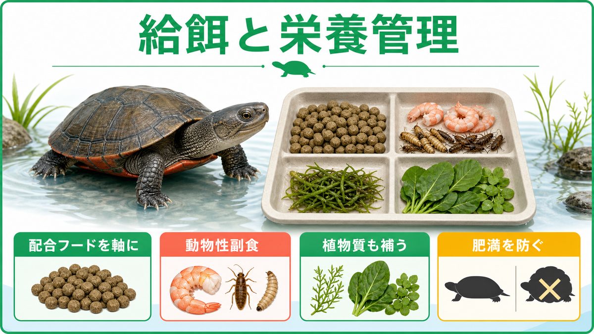給餌と栄養管理の要点をまとめたカメレオン・爬虫類飼育インフォグラフィック