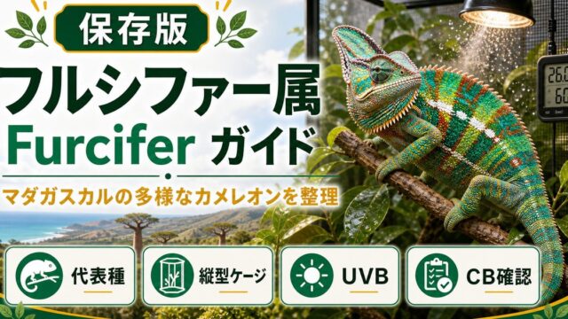 フルシファー属（Furcifer）完全ガイド｜種類・特徴・飼育ポイントを属レベルで解説の要点を伝えるカメレオン・爬虫類記事アイキャッチ画像