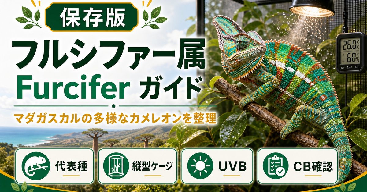フルシファー属（Furcifer）完全ガイド｜種類・特徴・飼育ポイントを属レベルで解説の要点を伝えるカメレオン・爬虫類記事アイキャッチ画像