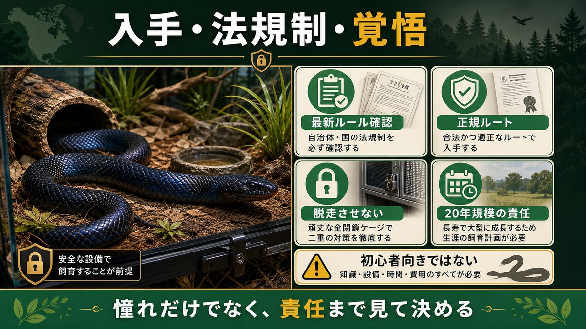 入手・法規制・迎える前の覚悟|“気軽に飼えない”という誠実な現実の要点をまとめたカメレオン・爬虫類飼育インフォグラフィック