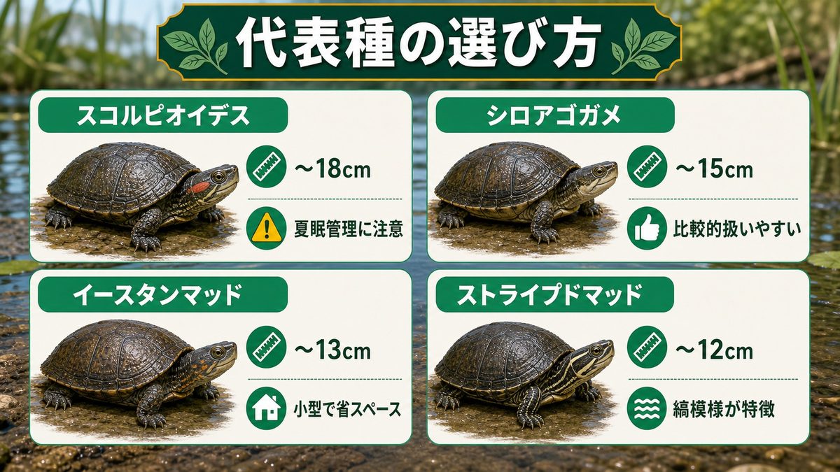 代表種の紹介と比較｜どの種を選ぶ？の要点をまとめたカメレオン・爬虫類飼育インフォグラフィック
