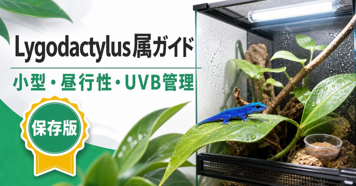 リゴダクティルス属（Lygodactylus）完全ガイド｜エレクトリックブルーゲッコー等ドワーフゲッコーの種類・特徴・飼育法を属レベルで解説の要点を伝えるカメレオン・爬虫類記事アイキャッチ画像