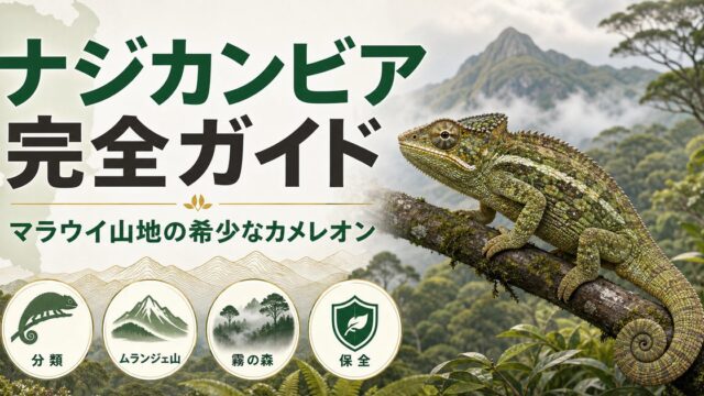 ナジカンビア（Nadzikambia）完全ガイド｜マラウイ山地の希少な単型属カメレオンの生態と飼育の要点を伝えるカメレオン・爬虫類記事アイキャッチ画像