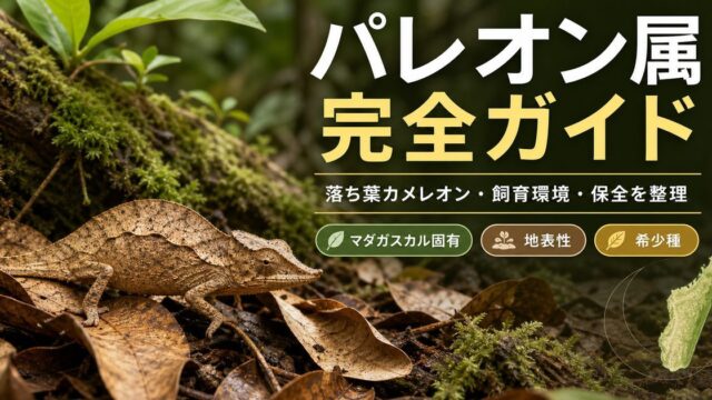 パレオン属（Palleon）完全ガイド｜マダガスカルの落ち葉カメレオン・希少な地表性小型種の生態と飼育の要点を伝えるカメレオン・爬虫類記事アイキャッチ画像