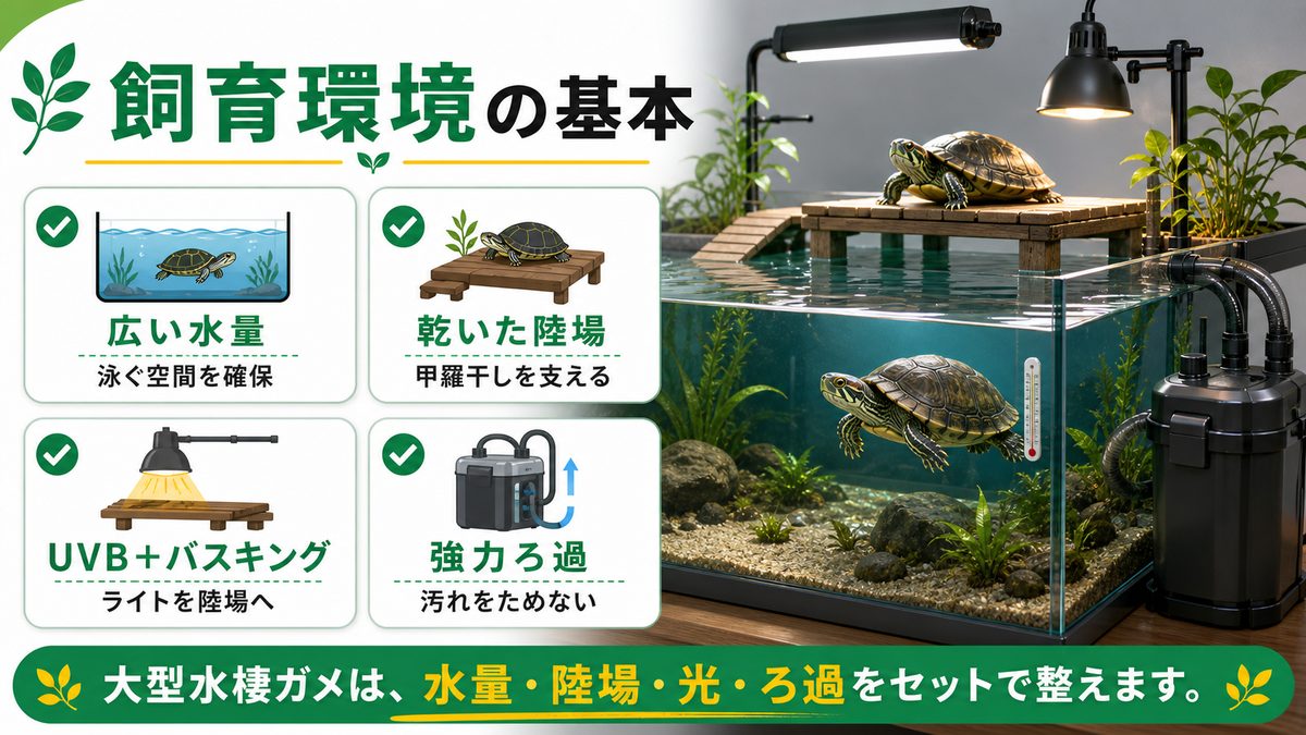 飼育環境の設定の要点をまとめたカメレオン・爬虫類飼育インフォグラフィック