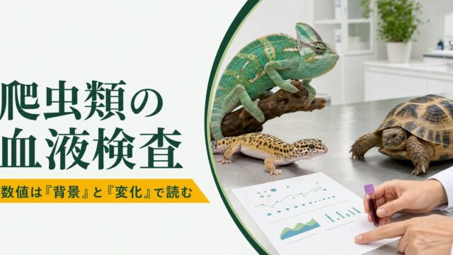 爬虫類の血液検査を検査票と個体の変化から総合的に読み解く記事のアイキャッチ