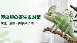爬虫類の寄生虫対策で検査・治療・再感染予防を解説するアイキャッチ
