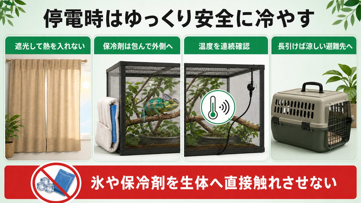 夏の停電時に爬虫類を安全に冷やす応急対応