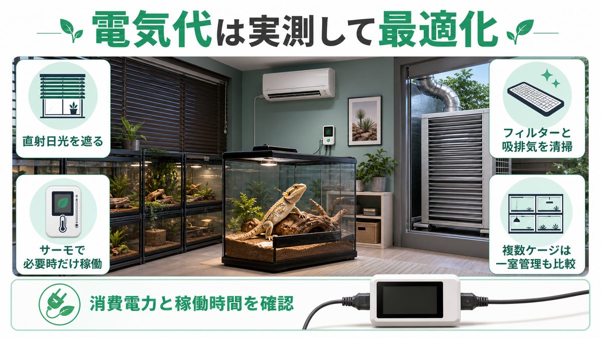 爬虫類の冷却機器の電気代を実測して抑える方法