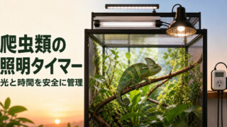 照明タイマーで明暗サイクルを安全に管理するカメレオン飼育環境のIMAGE2アイキャッチ