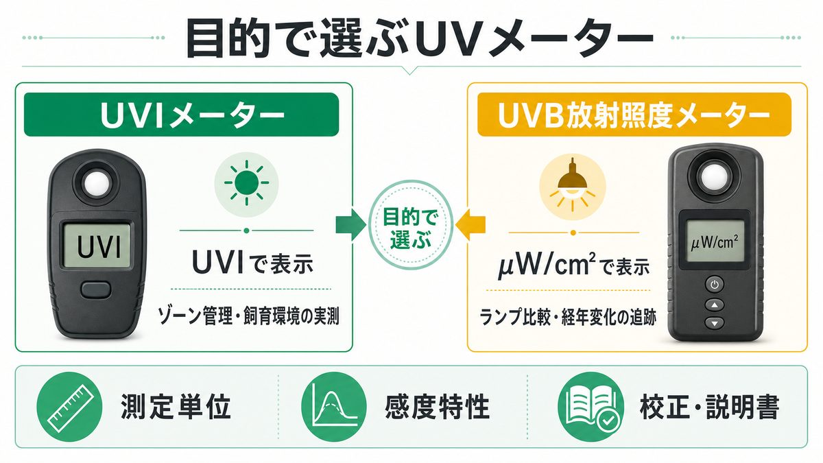 UVIメーターとUVB放射照度メーターの用途と測定単位の違い