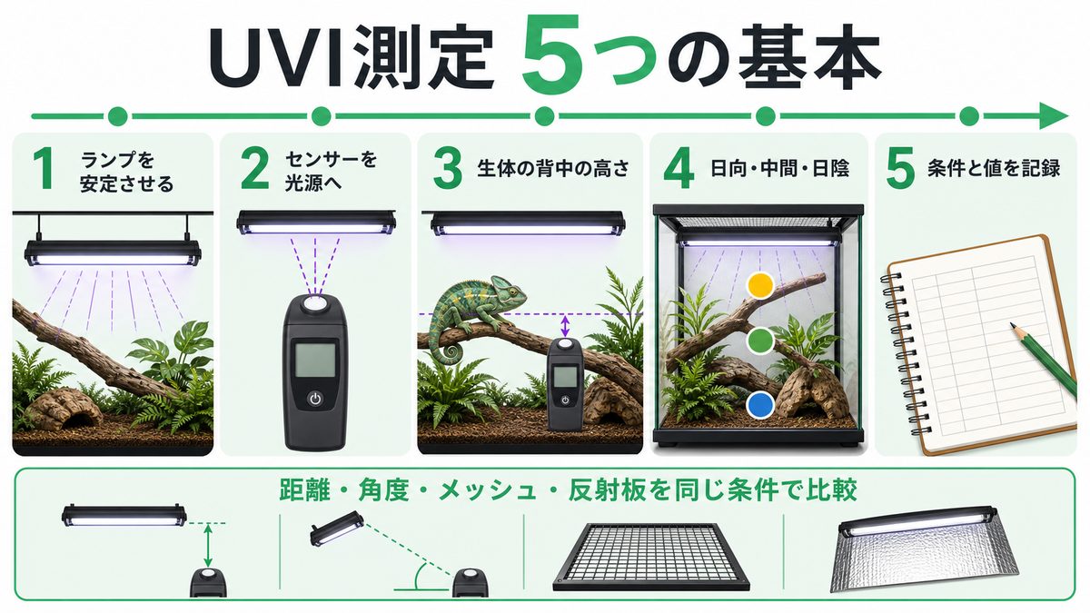 爬虫類ケージでUVIを正確に測る5つの基本手順