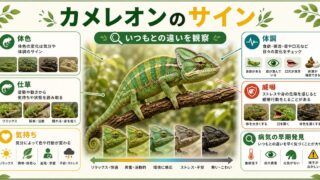 カメレオンの体色・仕草でわかるサインの要約画像