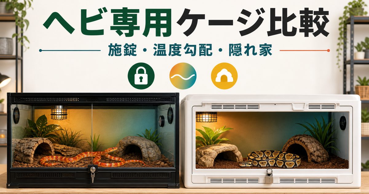 コーンスネークとボールパイソンの安全な専用ケージを比較するアイキャッチ