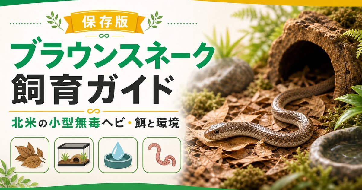 ブラウンスネーク（Storeria）飼育完全ガイド｜北米の小型無毒蛇の特徴・餌・飼育を徹底解説の要点を伝えるカメレオン・爬虫類記事アイキャッチ画像