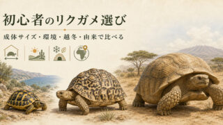 ヘルマン・ヒョウモン・ケヅメリクガメを成体サイズや越冬条件で比較する初心者向け選び方画像