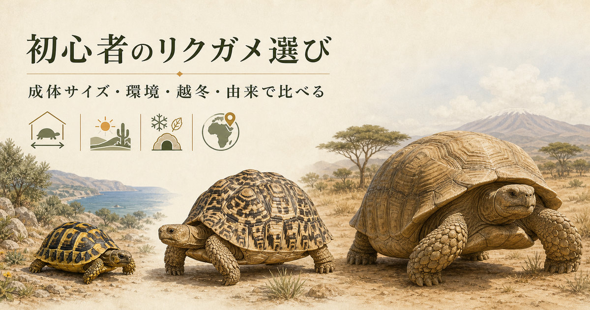 ヘルマン・ヒョウモン・ケヅメリクガメを成体サイズや越冬条件で比較する初心者向け選び方画像