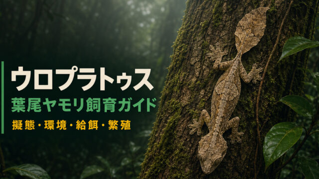 苔むした樹皮に擬態するウロプラトゥスと擬態・環境・給餌・繁殖を示すIMAGE2アイキャッチ
