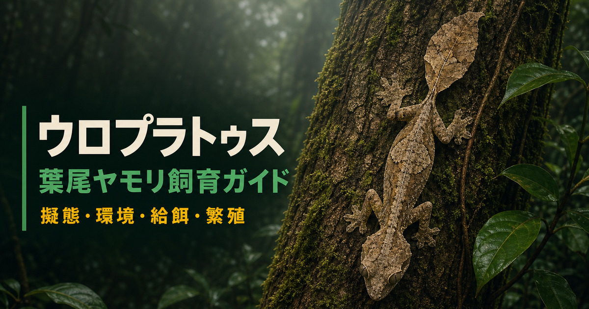 苔むした樹皮に擬態するウロプラトゥスと擬態・環境・給餌・繁殖を示すIMAGE2アイキャッチ