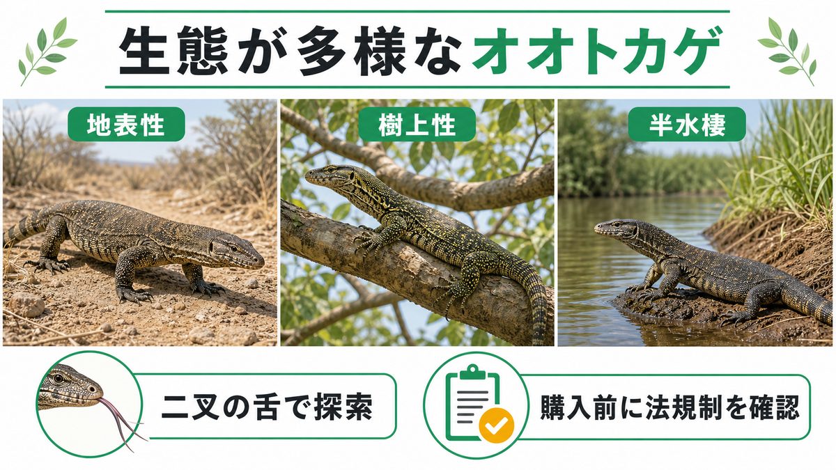 ヴァラヌス属とは？ 分類・世界的位置づけ・法規制の要点をまとめたカメレオン・爬虫類飼育インフォグラフィック