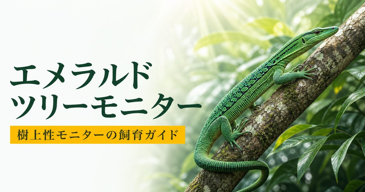 熱帯雨林の枝を登るエメラルドツリーモニターの飼育ガイド