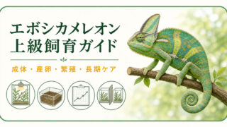 エボシカメレオンの成体環境・産卵・健康記録・単独飼育を示した上級飼育ガイドのアイキャッチ
