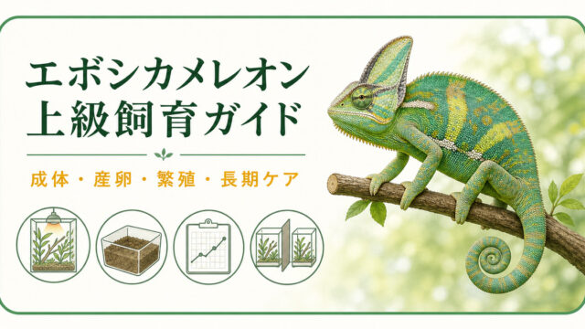 エボシカメレオンの成体環境・産卵・健康記録・単独飼育を示した上級飼育ガイドのアイキャッチ