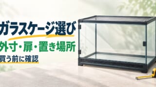 ガラスケージの外寸・扉・置き場所を購入前に確認するAI概念図